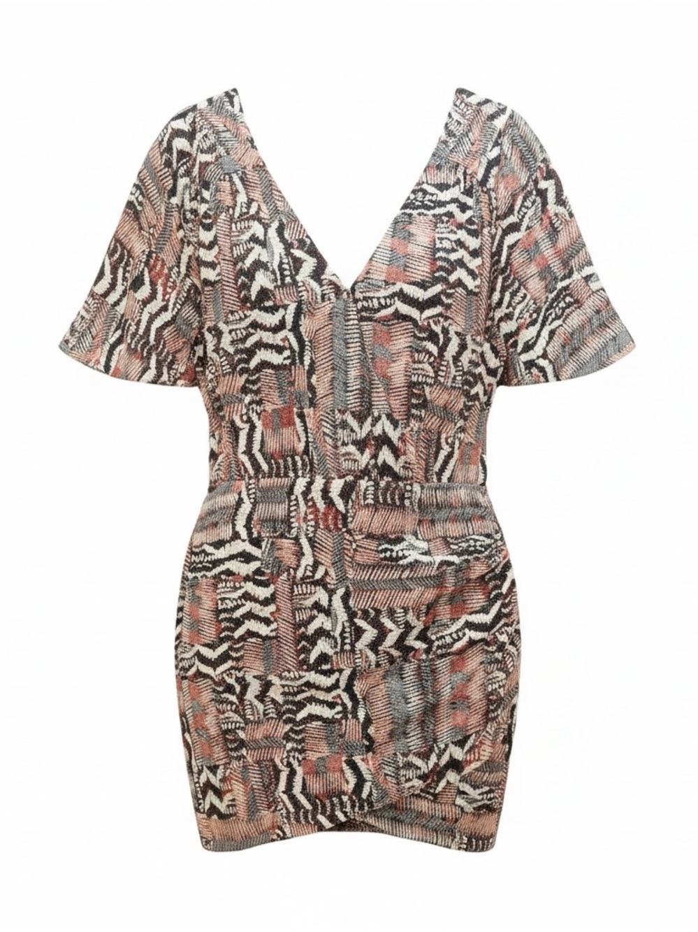 Amuse Society Multicolor Print V-Neck Mini Dress